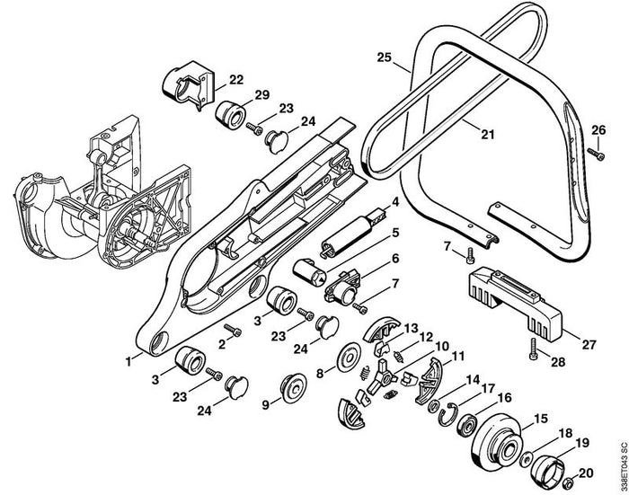 STIHL 4223-791-1900 Handgreephouder positie 22 technische tekening