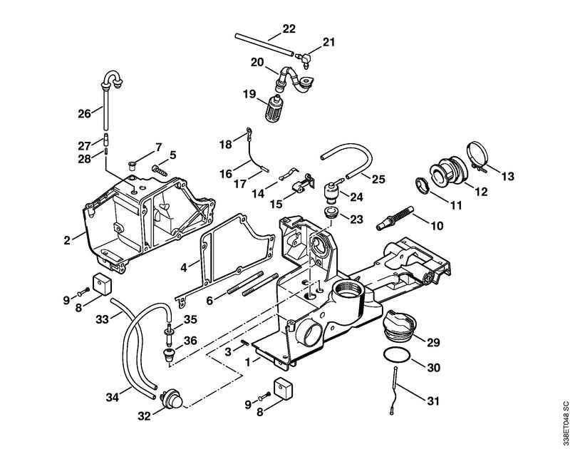 STIHL 0000-988-5206 Nippel positie 35 technische tekening
