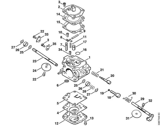 STIHL 4223-120-7201 Chokeklepas positie 23 technische tekening