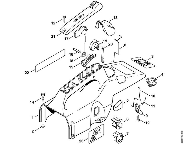 STIHL 4223-182-1500 Gasstang positie 8 technische tekening