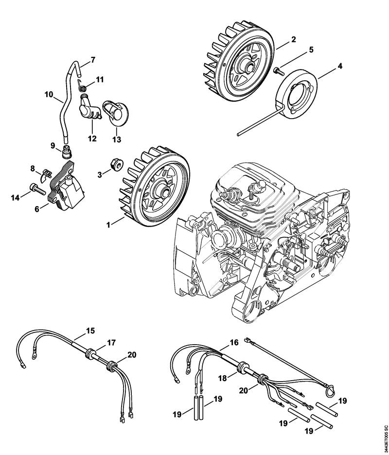 STIHL 1128-440-3013 Kabelboom positie 16 technische tekening