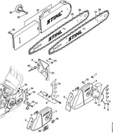 STIHL 1128-007-1020 Set Zaagdieptebegrenzer positie -1 technische tekening