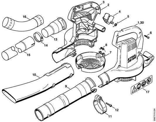 STIHL 4804-706-8000 Beschermrooster positie 7 technische tekening