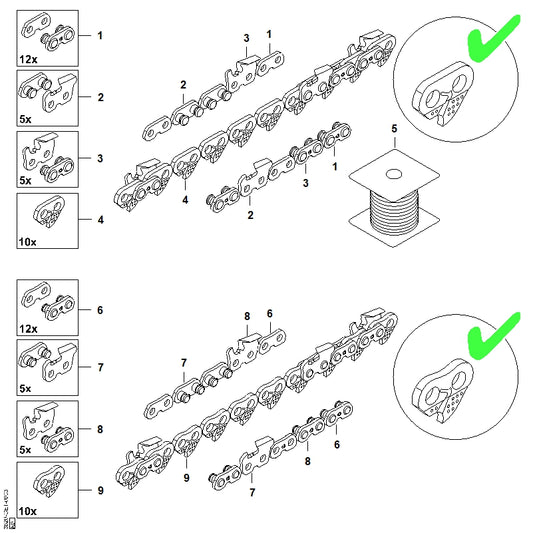 STIHL 3620-660-6000 Set verbindingschakels .404" RMHS positie 6 technische tekening