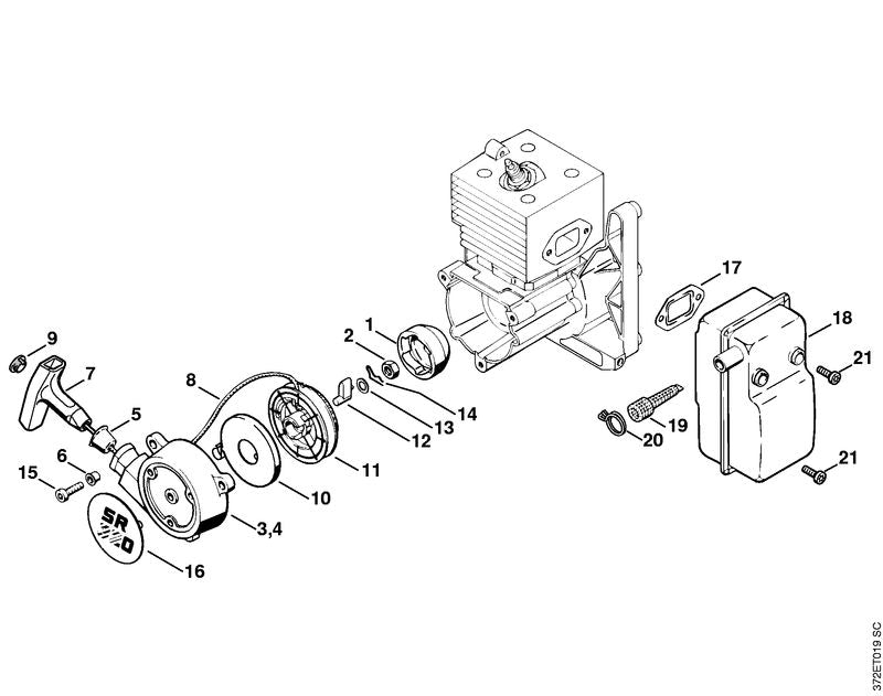 STIHL 4203-967-1508 Typeplaatje SR 420 positie 16 technische tekening