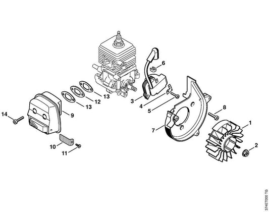 STIHL 4228-084-1100 Slakkenhuis positie 7 technische tekening