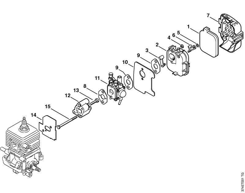 STIHL 4229-121-1601 Tussenflens positie 12 technische tekening