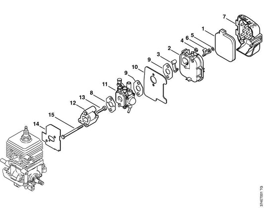 STIHL 4229-121-1601 Tussenflens positie 12 technische tekening