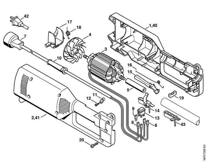STIHL 4803-430-0500 schakelaar positie 13 technische tekening