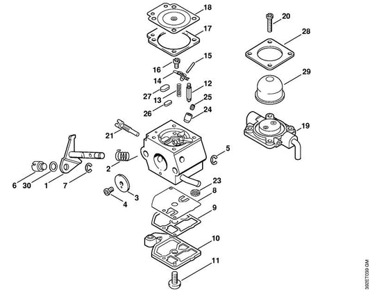 STIHL 4137-121-3300 Gasklepas positie 3 technische tekening