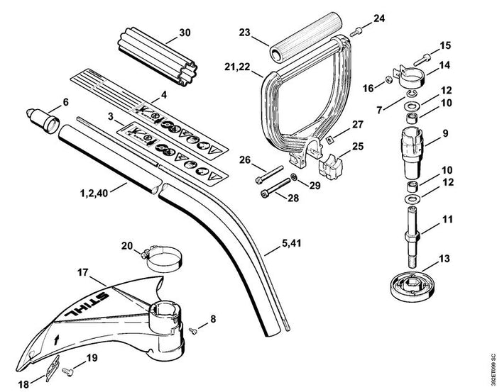 STIHL 4130-711-3210 Aandrijfas positie 5 technische tekening