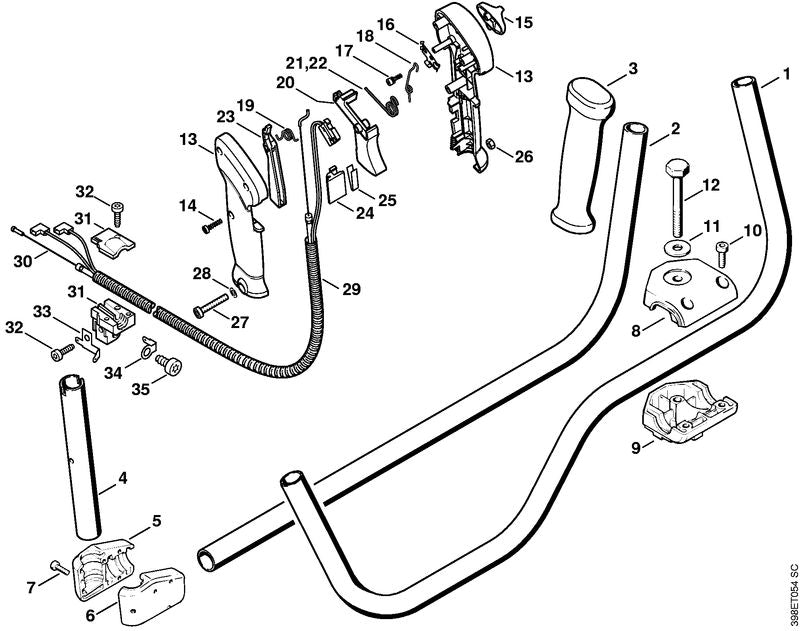 STIHL 4116-180-1106 Gaskabel positie 29 technische tekening