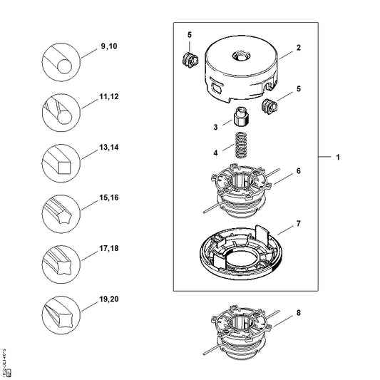 STIHL 4002-713-9608 Bovendeel positie 2 technische tekening