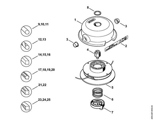 STIHL 4002-740-6701 Stermoer li. positie 7 technische tekening