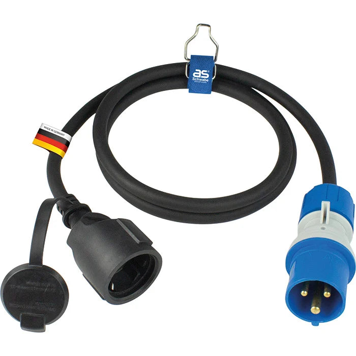 Schwabe CEE Adapterkabel 3-polig naar Schuko 230V IP44 1,5m