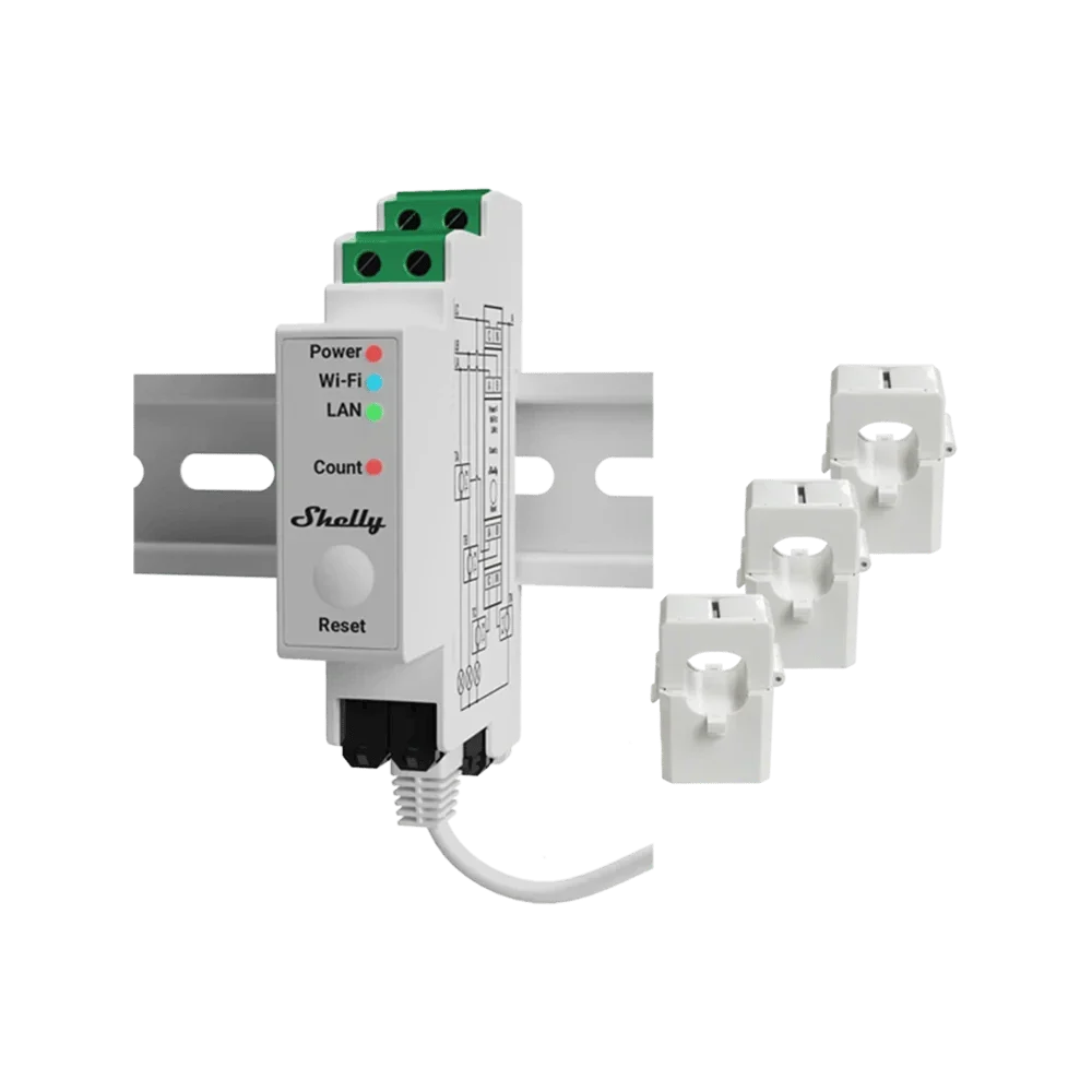 Shelly Pro 3EM 3-Fase Energiemeter V2 - 120A