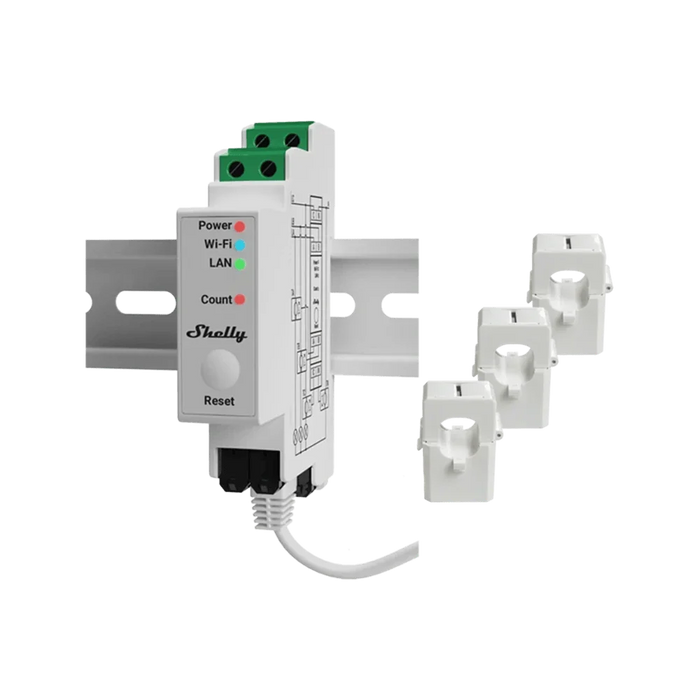 Shelly Pro 3EM 3-Fase Energiemeter V2 - 120A