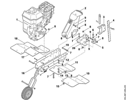 STIHL 9007-318-1950 inbusbout M8x50 positie 19 technische tekening