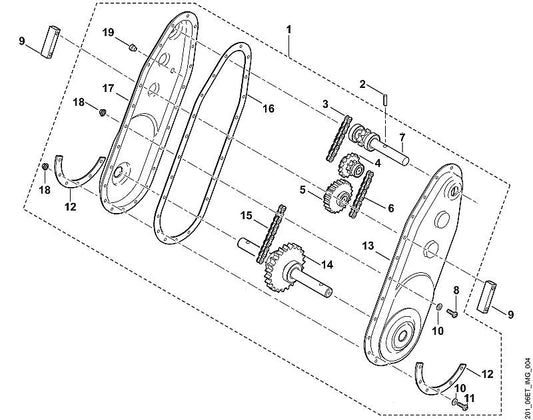 STIHL 6228-641-0305 behuizing rechts positie 17 technische tekening