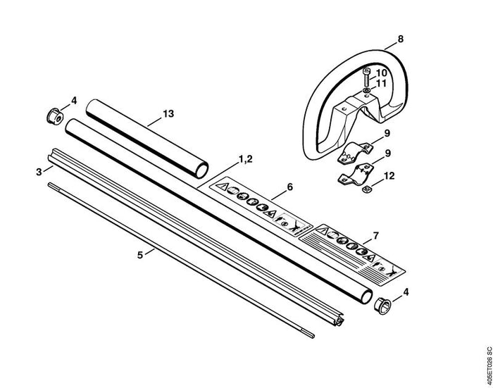 STIHL 4232-710-7102 Steel Ø 25,4 mm positie 1 technische tekening
