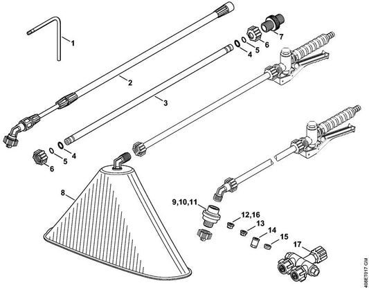 STIHL 4247-500-2100 Telescooppijp positie 2 technische tekening