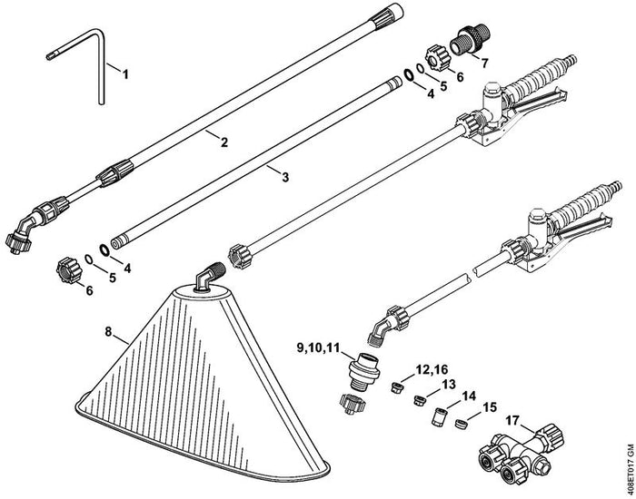 STIHL 4247-500-2100 Telescooppijp positie 2 technische tekening