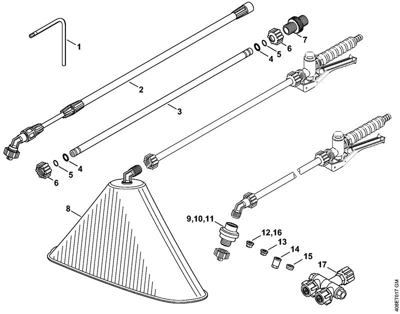 STIHL 4247-500-7402 Regelklep 2 bar positie 11 technische tekening