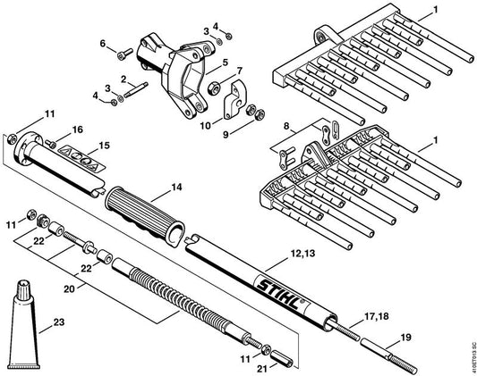 STIHL 4231-791-2000 Handvatrubber positie 14 technische tekening