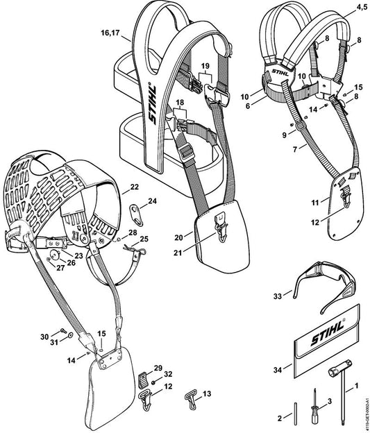 STIHL 4119-718-7400 Beschermplaat positie 11 technische tekening