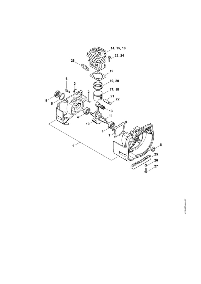 STIHL 4119-034-3003 Zuigerveer Ø 40x1,5 mm positie 20 technische tekening