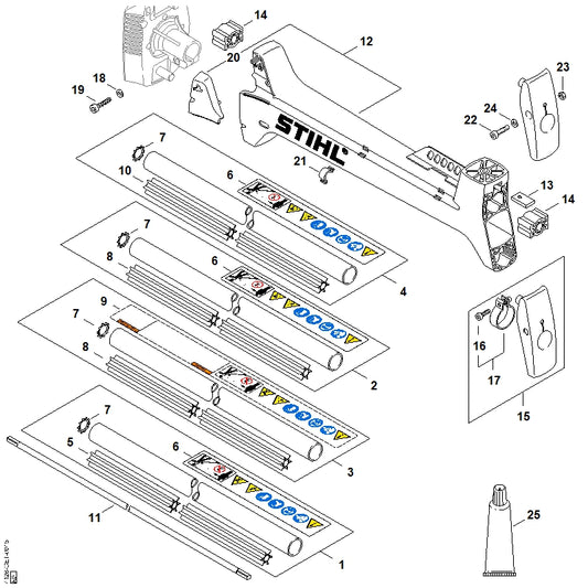 STIHL 4128-711-3210 Aandrijfas positie 11 technische tekening