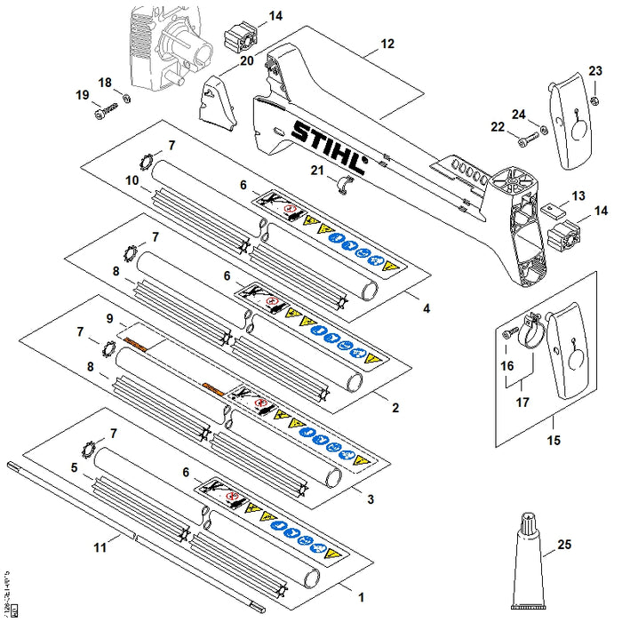 STIHL 4128-711-3202 Aandrijfas positie 11 technische tekening