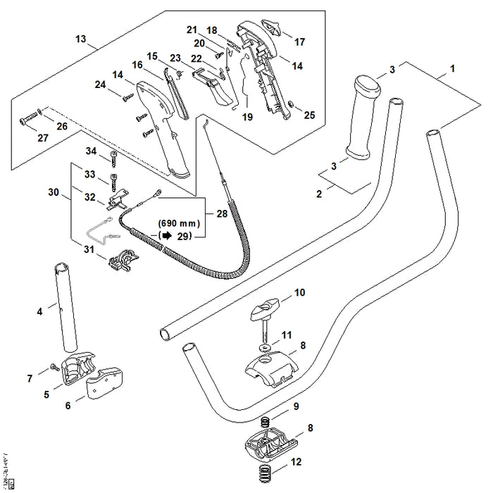 STIHL 4128-791-2710 Pijp positie 4 technische tekening