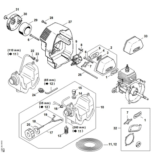 STIHL 4130-141-8100 Bout positie 31 technische tekening