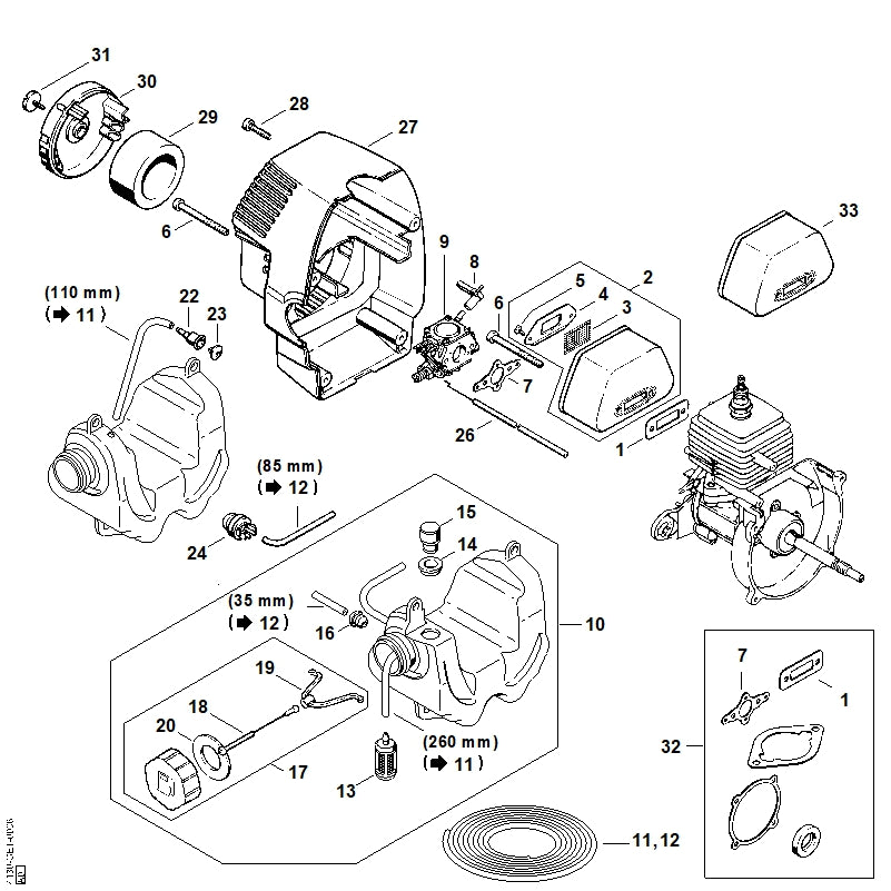 STIHL 4130-149-0600 Uitlaatdemperpakking positie 1 technische tekening