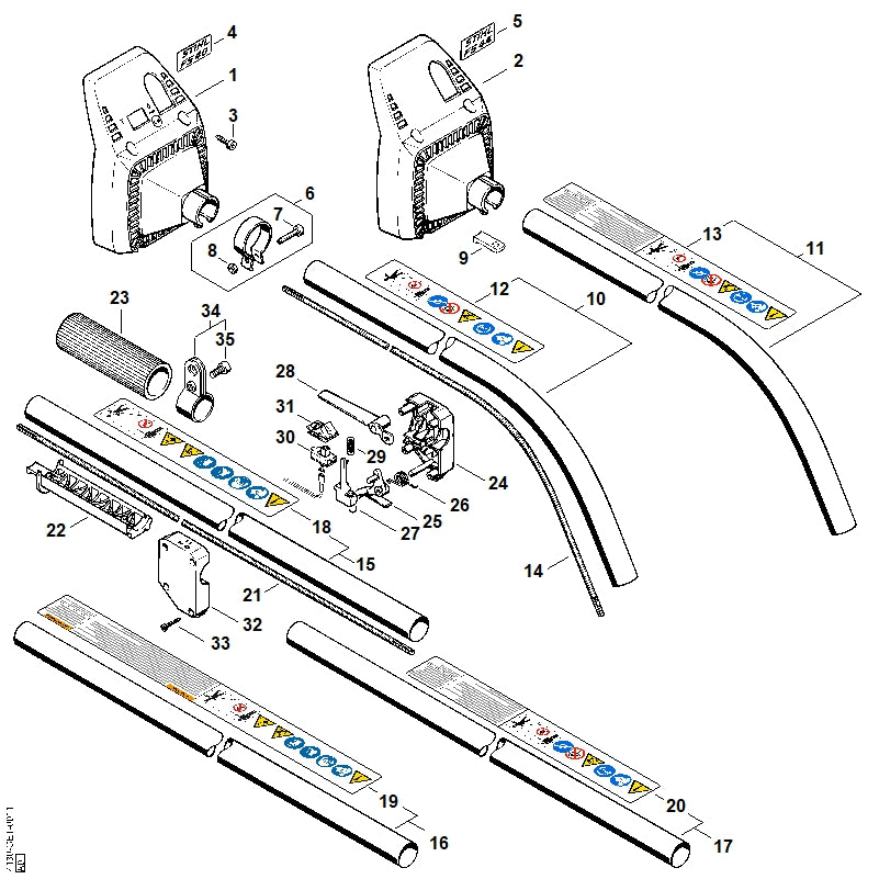 STIHL 4130-182-1000 Gashendel positie 25 technische tekening