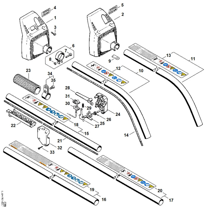STIHL 4140-711-3202 Aandrijfas positie 21 technische tekening