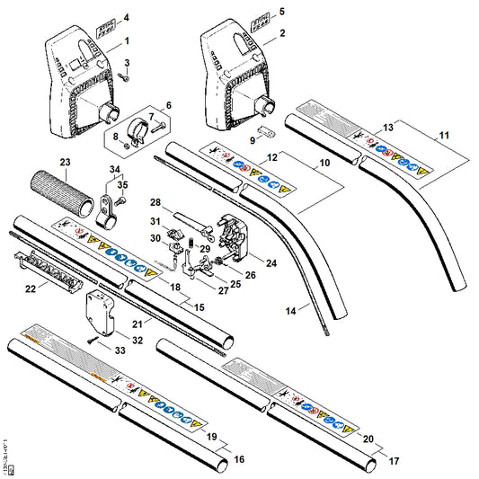 STIHL 4130-791-7600 Handgreepsteun positie 22 technische tekening