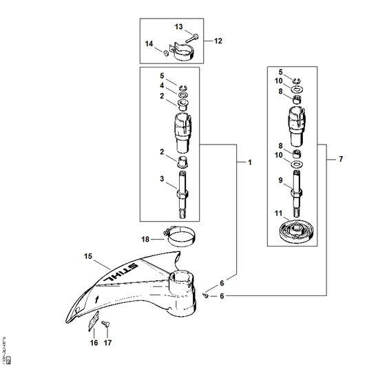 STIHL 4130-640-2200 Aandrijfas positie 3 technische tekening