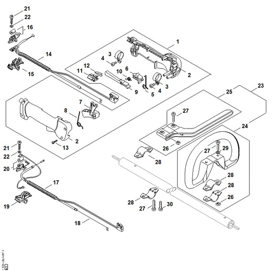 STIHL 4134-180-1103 Gaskabel positie 17 technische tekening