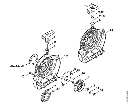 STIHL 4134-967-1507 Typeplaatje FS 350 positie 22 technische tekening