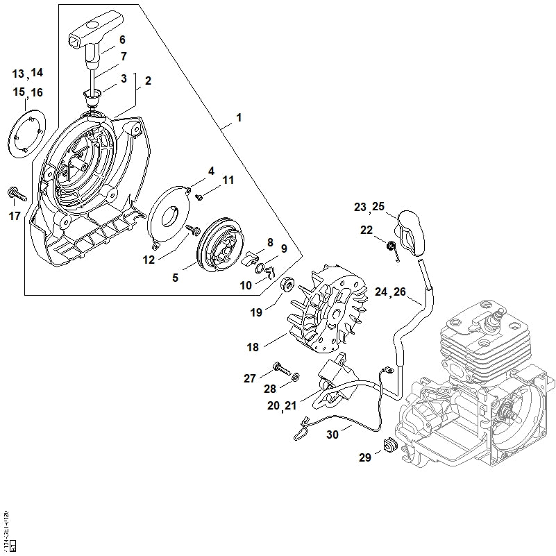 STIHL 4134-967-1511 Typeplaatje FS 120 positie 13 technische tekening