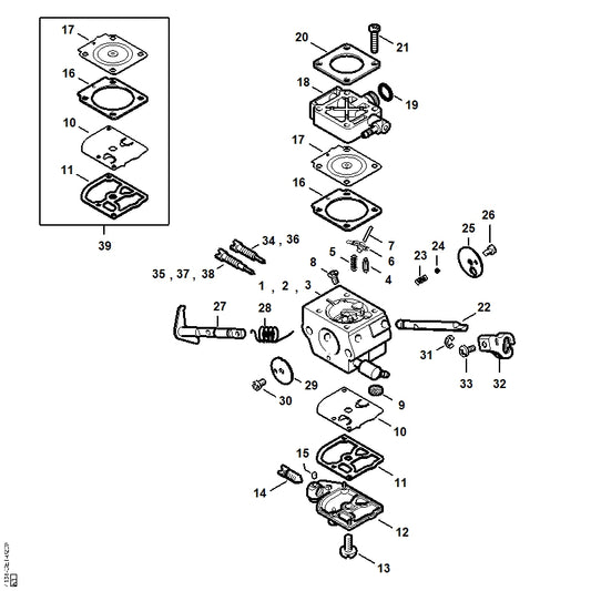 STIHL 4134-121-3302 Gasklepas positie 29 technische tekening