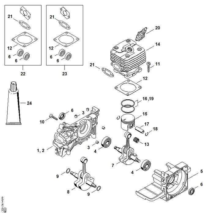 STIHL 4134-007-1050 Pakkingset positie 23 technische tekening