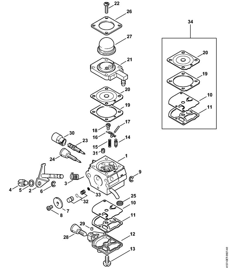 STIHL 4314-007-1053 Set pompzuiger positie 32 technische tekening
