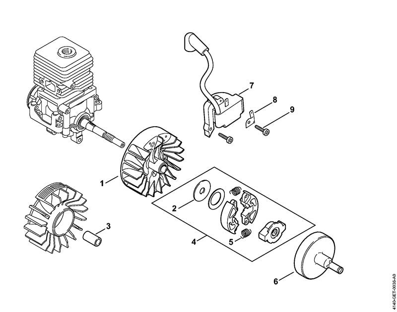 STIHL 4140-400-1314 Ontstekingsmoduul positie 7 technische tekening