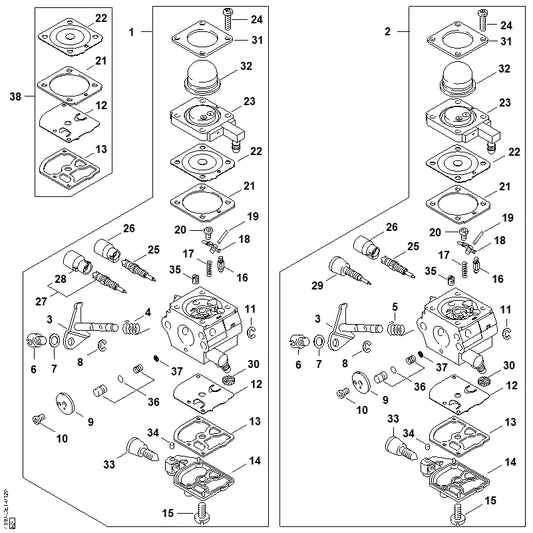 STIHL 4229-122-6701 Hoofdstelschroef positie 25 technische tekening