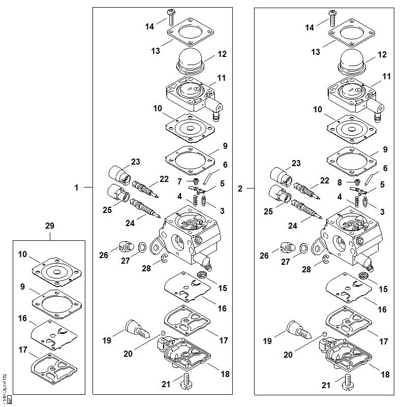 STIHL 4140-007-1061 Carb. membraanset positie 29 technische tekening