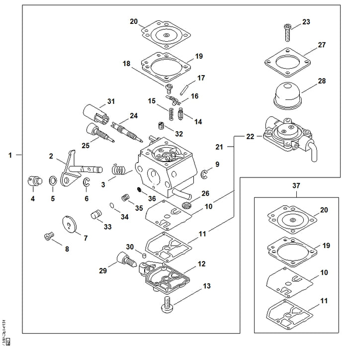 STIHL 4129-121-4700 Regelmembraan positie 20 technische tekening