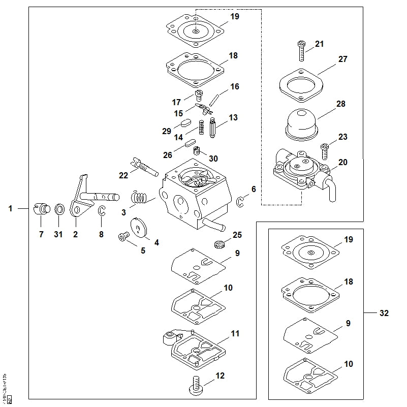 STIHL 4137-122-5100 Aftapklep positie 23 technische tekening